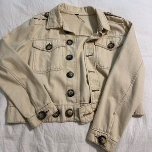Free people oversized button cropped denim jacket
